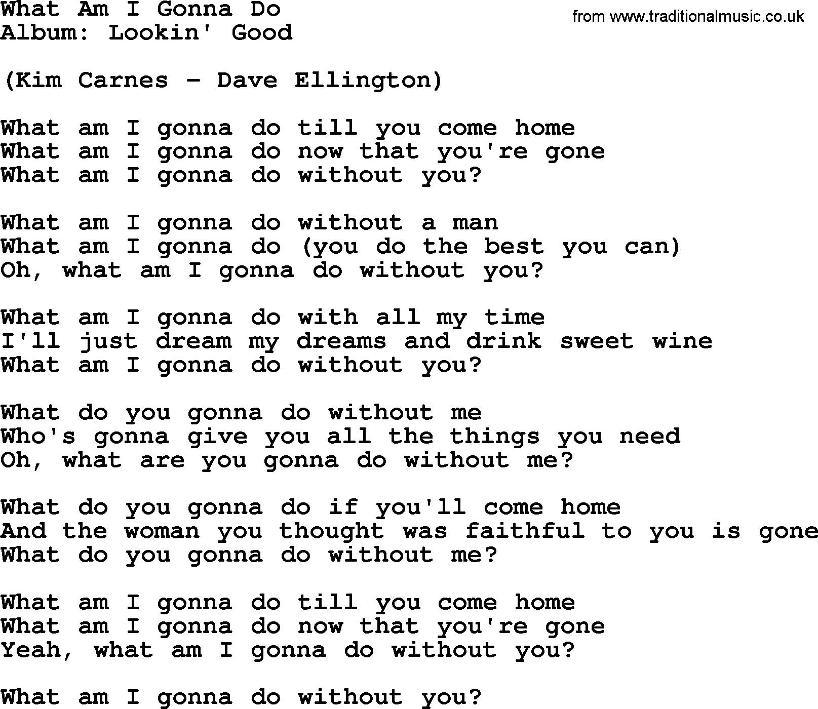 Loretta Lynn Song What Am I Gonna Do Lyrics 
