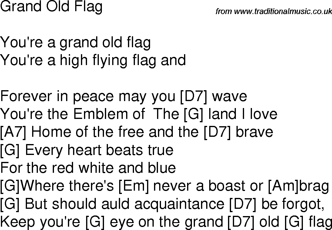 Grand Old Flag Lyrics Printable