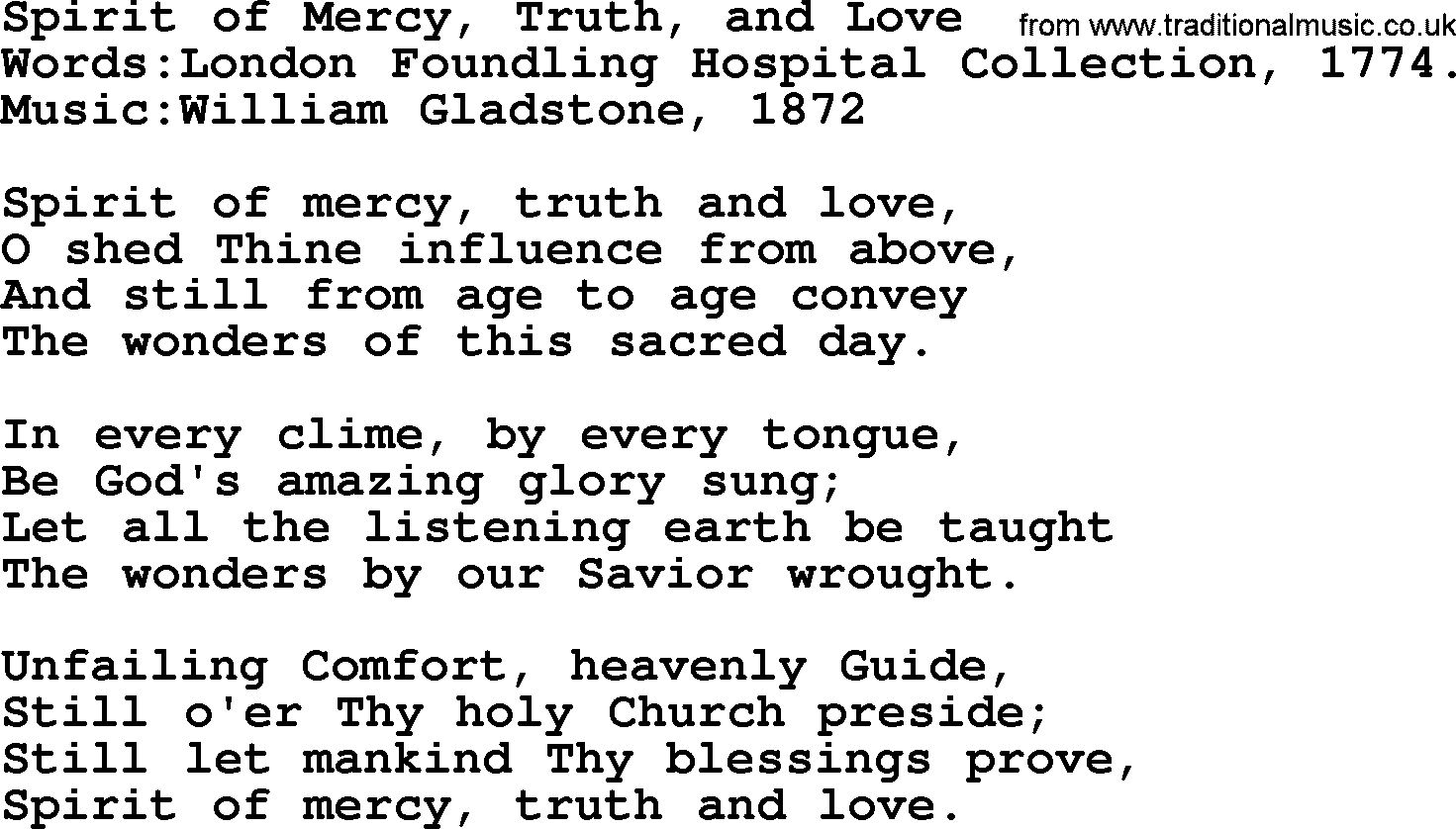 Pentacost Hymns, Hymn: Spirit Of Mercy, Truth, And Love, lyrics with PDF