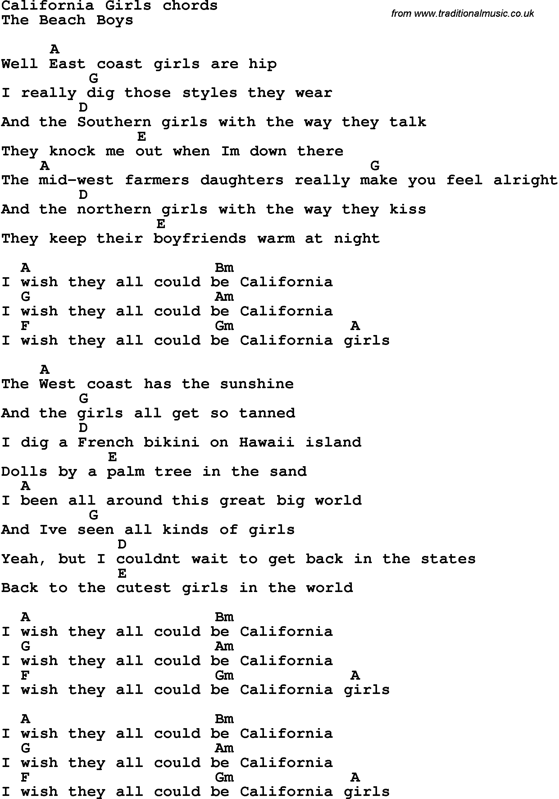 50 States Song Lyrics