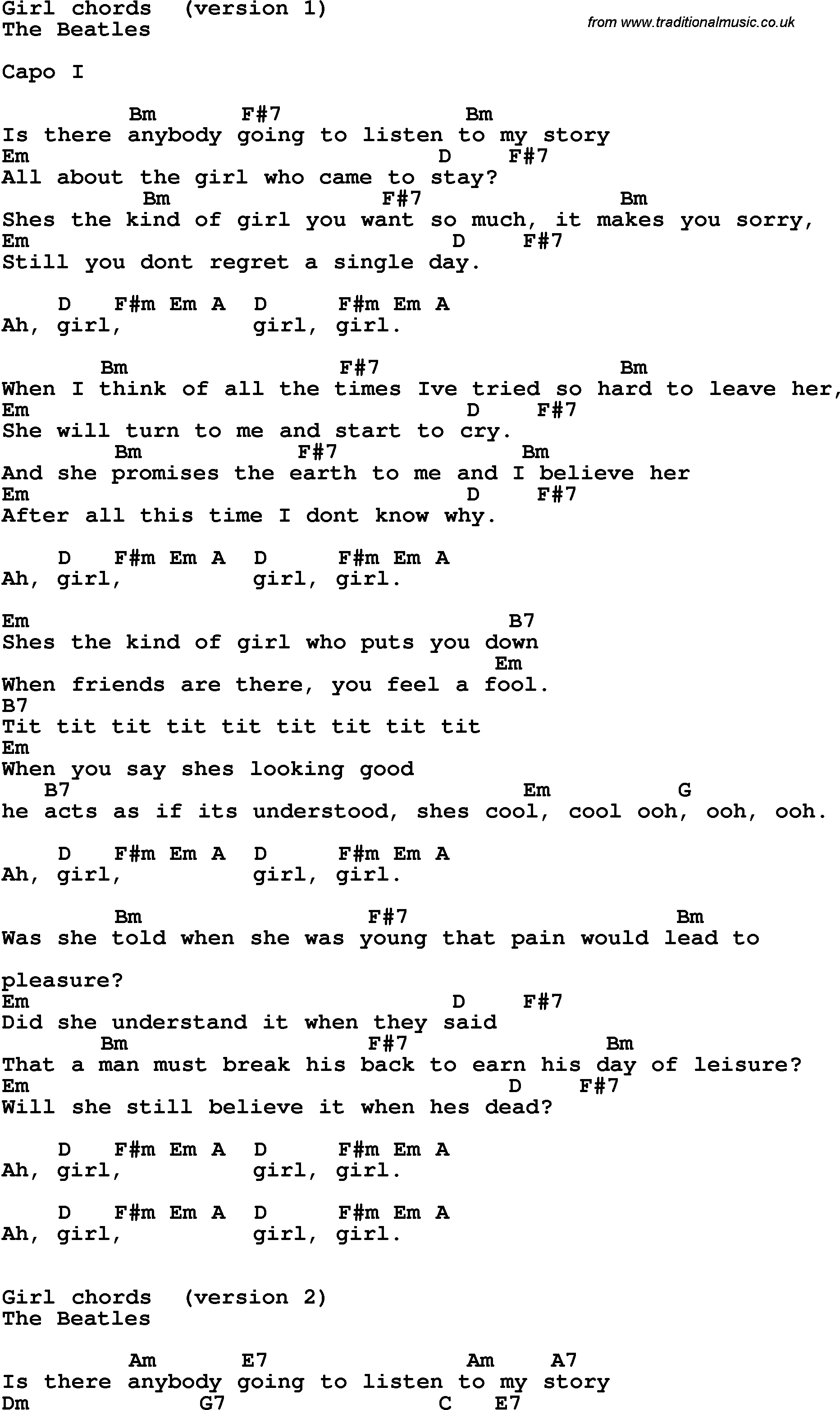 The Beatles Another Girl Chords