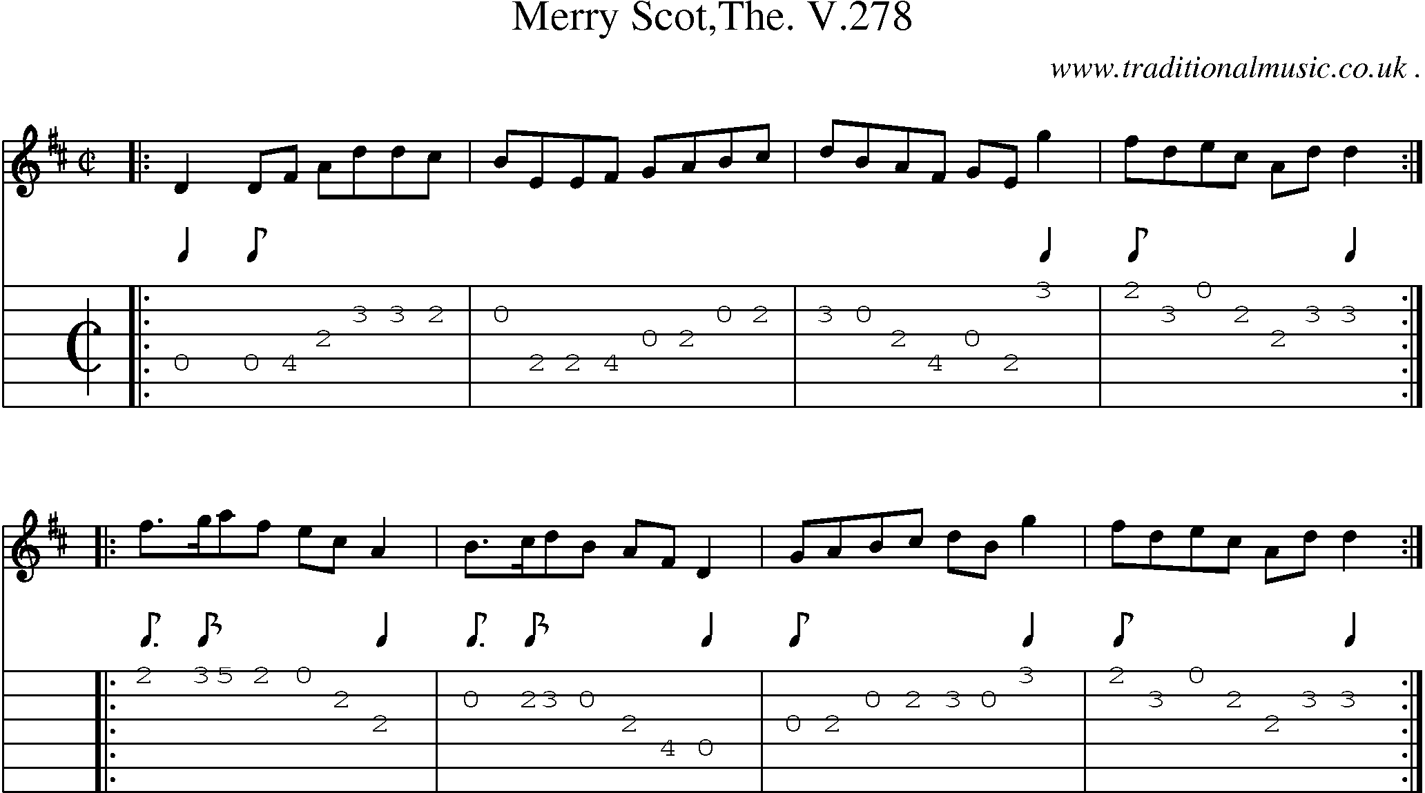 Sheet-music  score, Chords and Guitar Tabs for Merry Scotthe V278