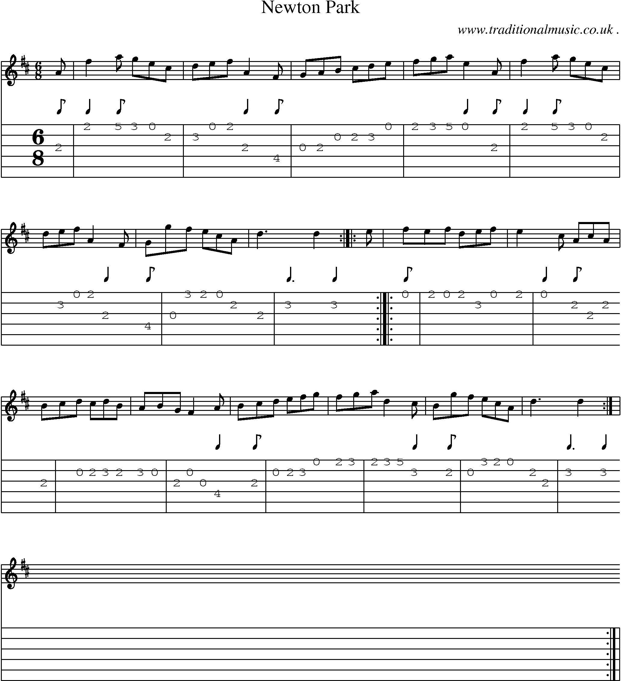 Sheet-music  score, Chords and Guitar Tabs for Newton Park