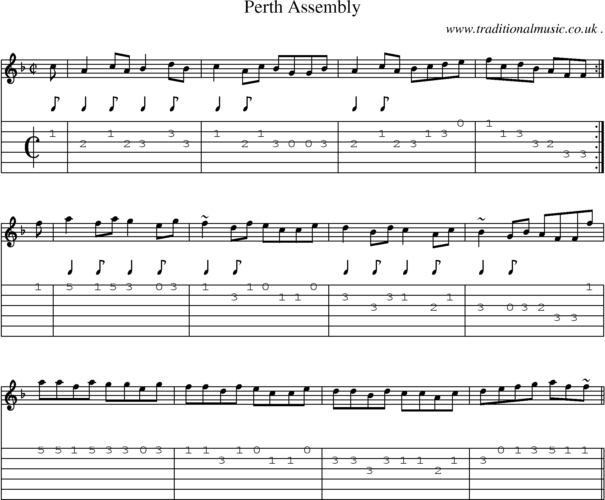 Sheet-music  score, Chords and Guitar Tabs for Perth Assembly