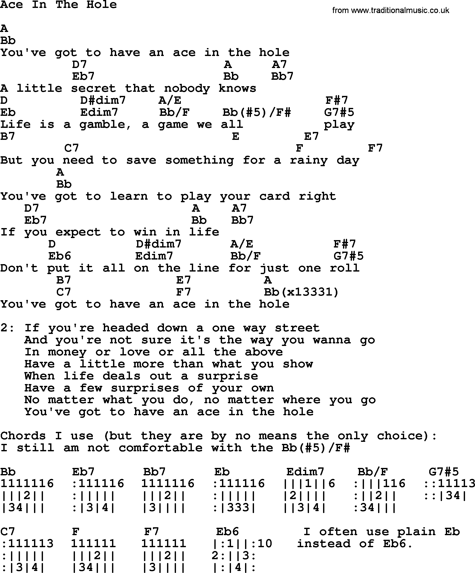 Ace In The Hole, by George Strait - lyrics and chords