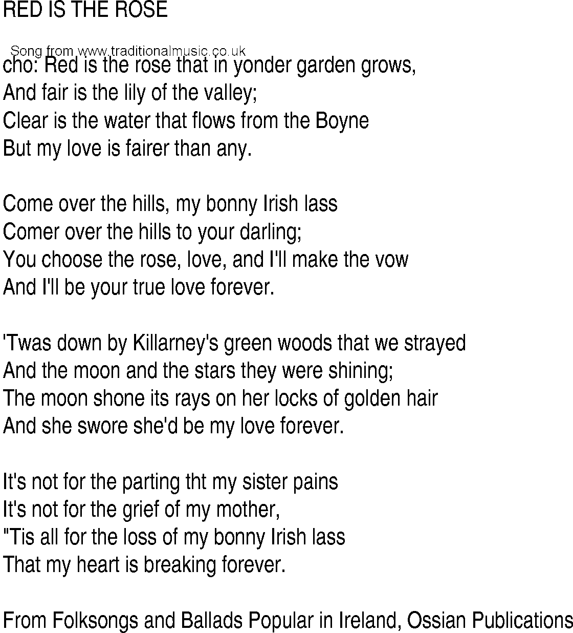 Red Is The Rose Song Lyrics And Chords Irish Folk Songs | Hot Sex Picture