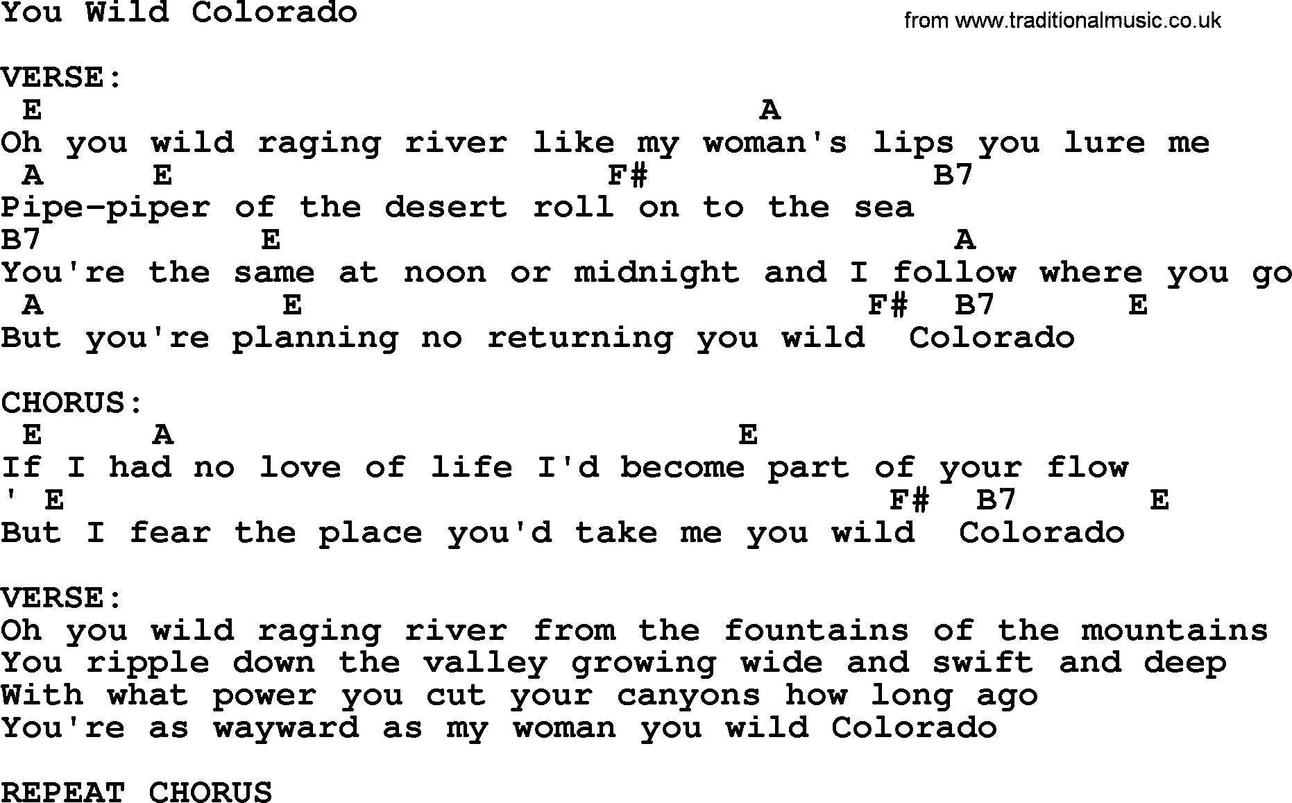 Johnny Cash Song You Wild Colorado Lyrics And Chords