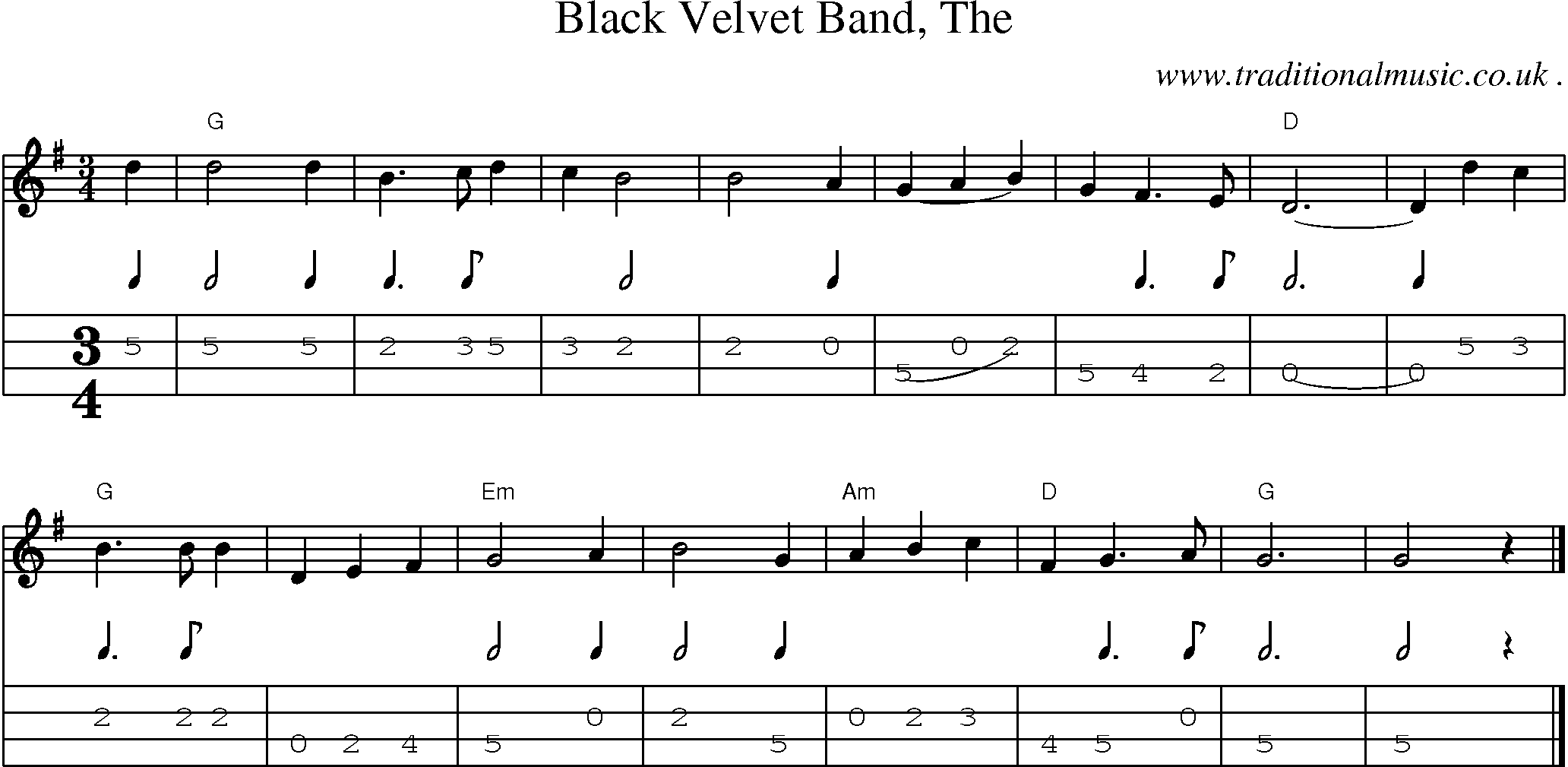 black velvet band guitar chords
