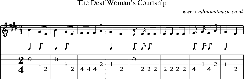 Guitar Tab and sheet music for The Deaf Woman's Courtship