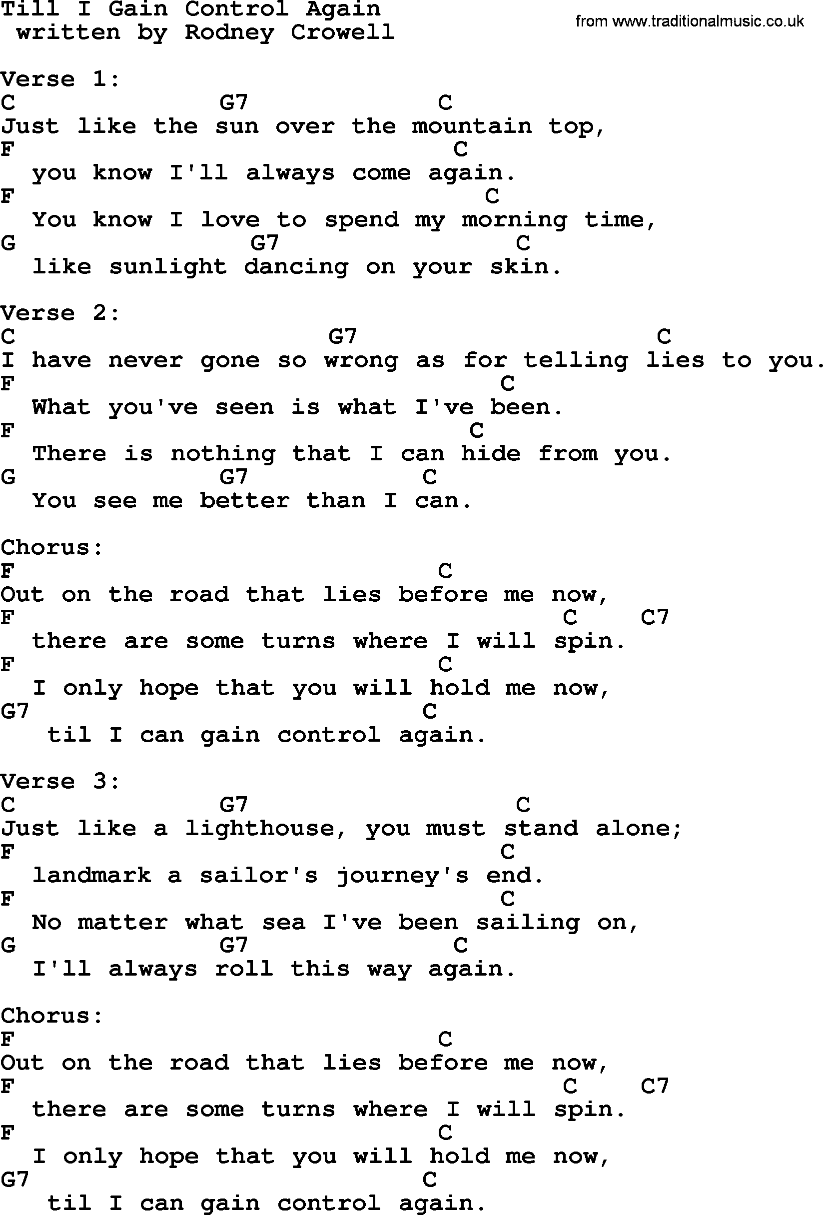 Willie Nelson song: Till I Again, lyrics and chords